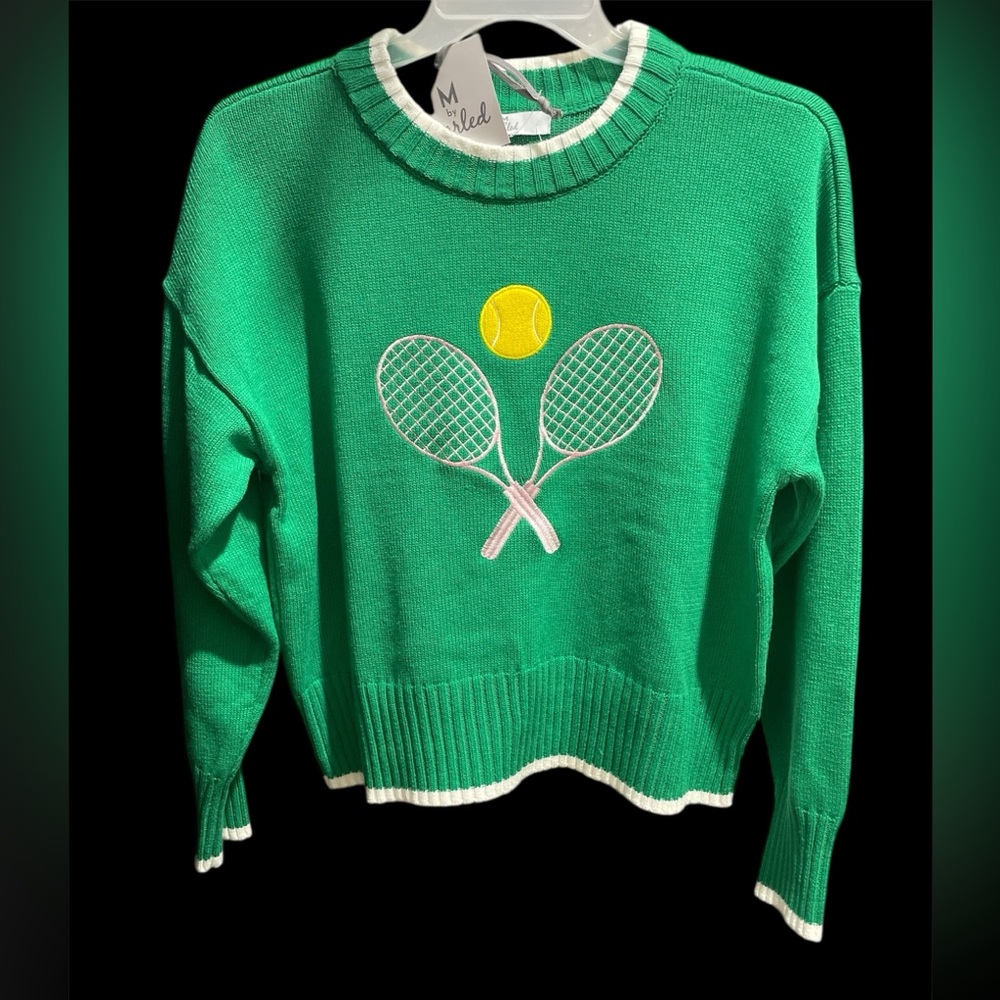NWT Tennis Racket embroidery sweater
